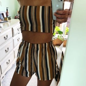 Striped Tie back Top & Shorts set